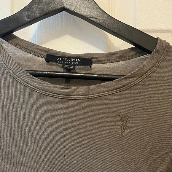 All Saints Olive Long Sleeve Top - Picture 2 of 4